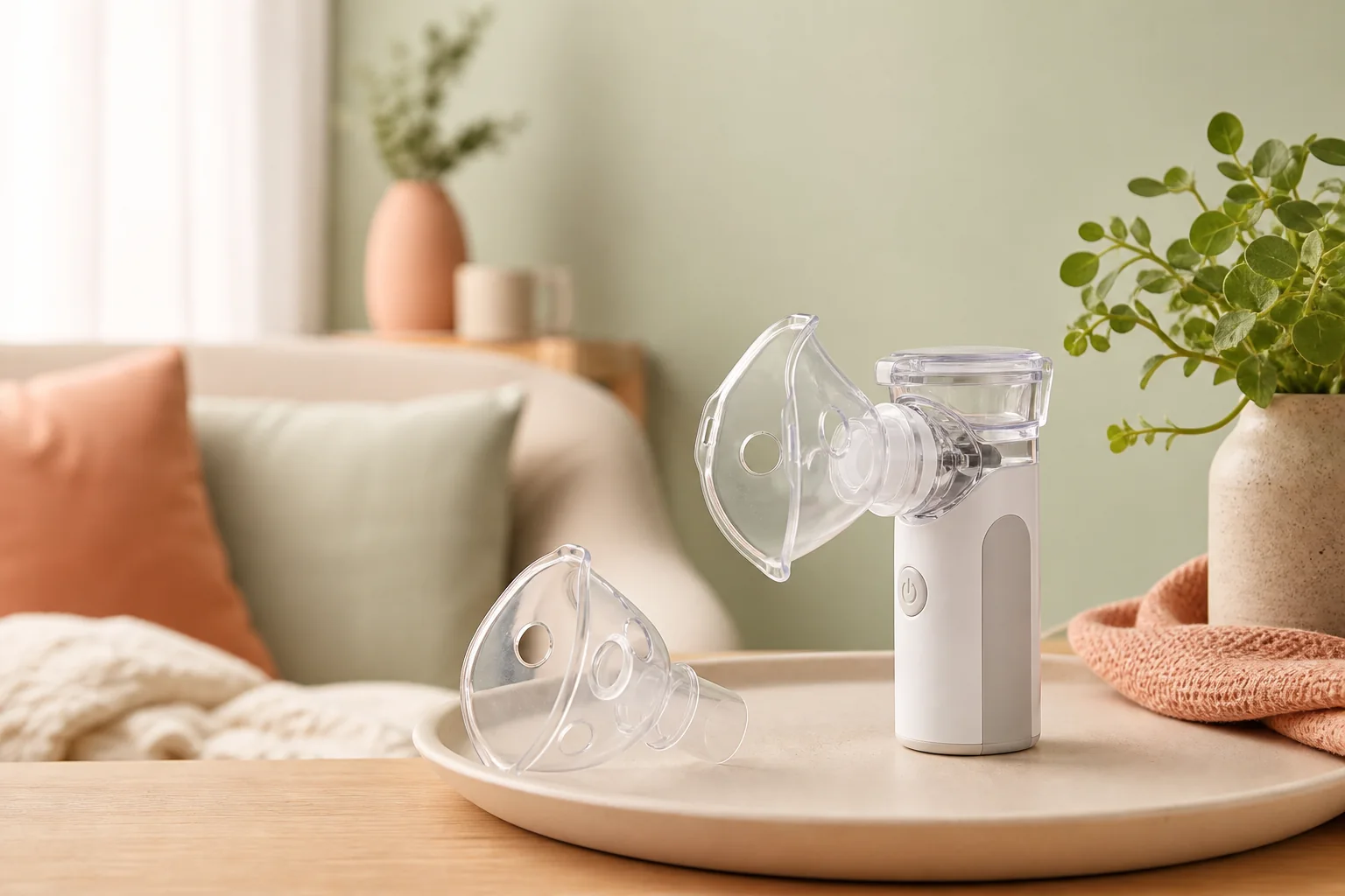 Ilustração editorial para o artigo: Nebulizador G-Tech Nebmesh2 é bom? O que avaliamos antes de comprar